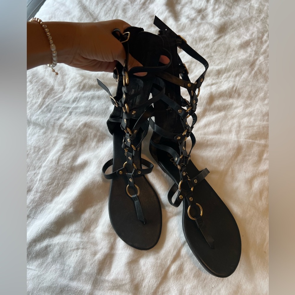 Black gladiator sandals